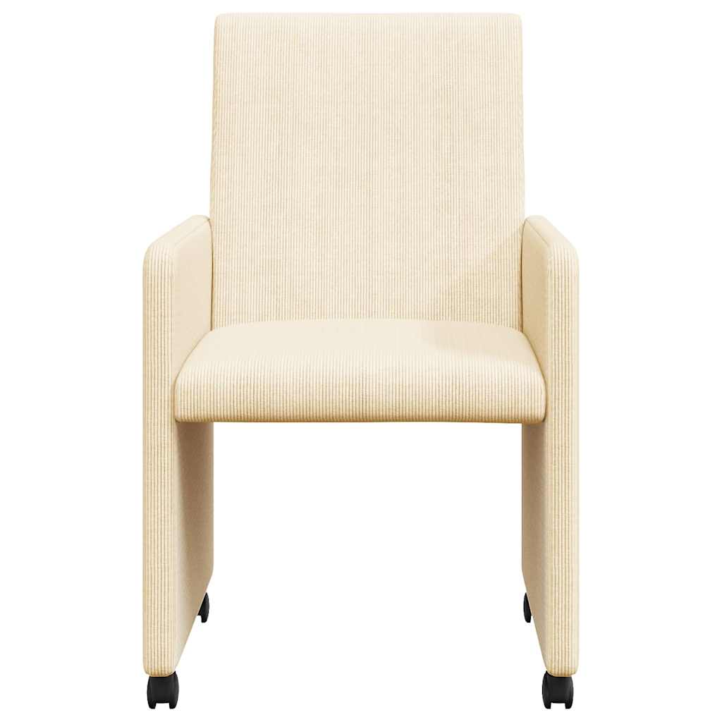 Dining Chairs with Wheels 2 pcs Cream 57 x 66 x 94 cm