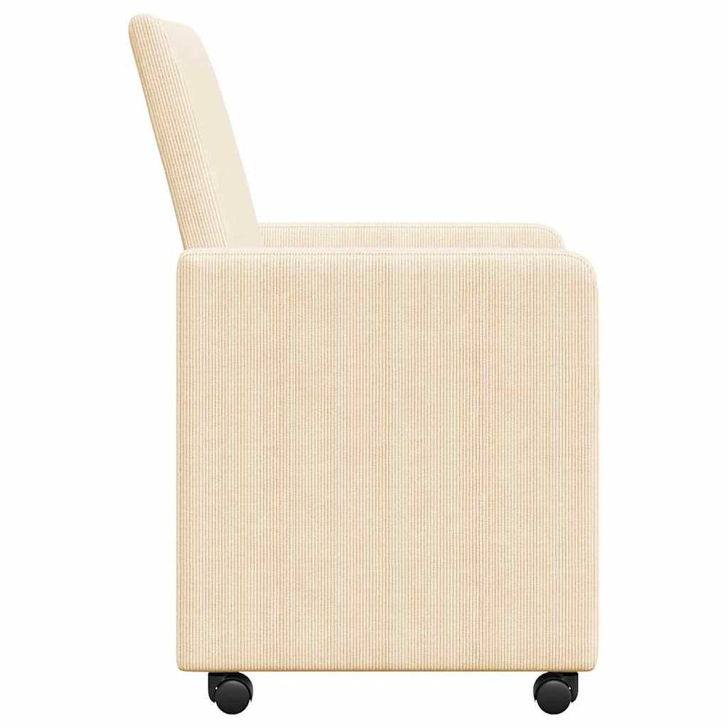 Dining Chairs with Wheels 2 pcs Cream 57 x 66 x 94 cm