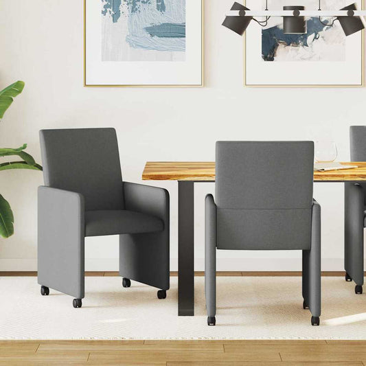 Dining Chairs with Wheel 2 pcs Dark grey 57 x 66 x 94 cm Fabric