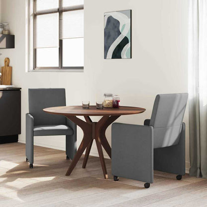 Dining Chairs with Wheel 2 pcs Dark grey 57 x 66 x 94 cm Fabric