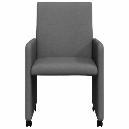 Dining Chairs with Wheel 2 pcs Dark grey 57 x 66 x 94 cm Fabric