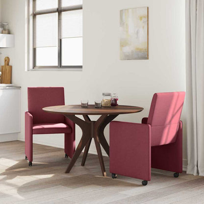 Dining Chairs with Wheels 2 pcs Wine red 57 x 66 x 94 cm Fabric