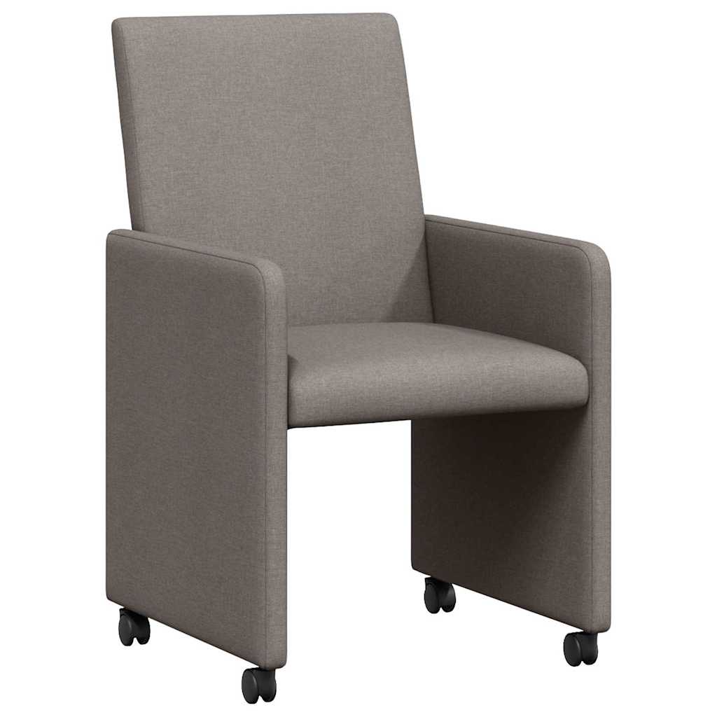 Dining Chairs with Wheels 2 pcs Taupe 57 x 66 x 94 cm Fabric