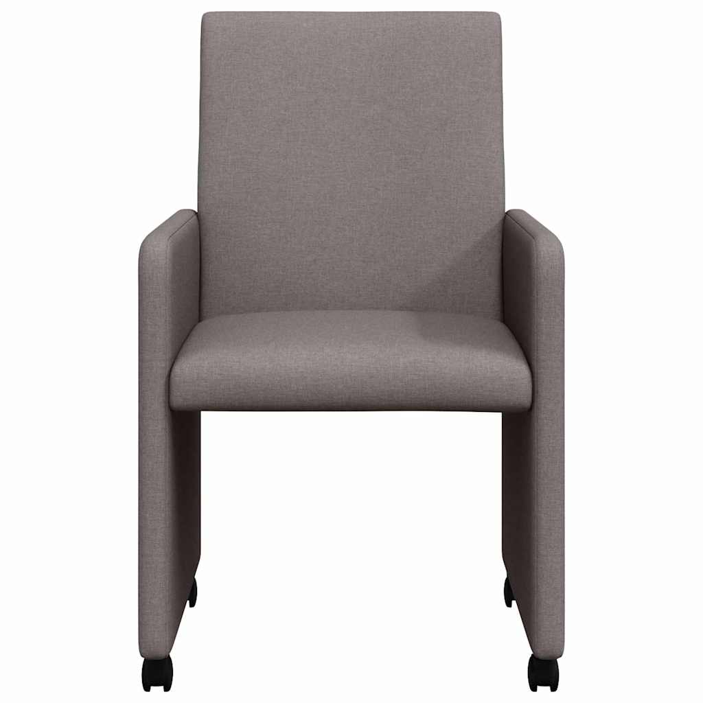 Dining Chairs with Wheels 2 pcs Taupe 57 x 66 x 94 cm Fabric
