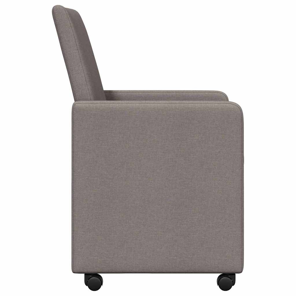 Dining Chairs with Wheels 2 pcs Taupe 57 x 66 x 94 cm Fabric