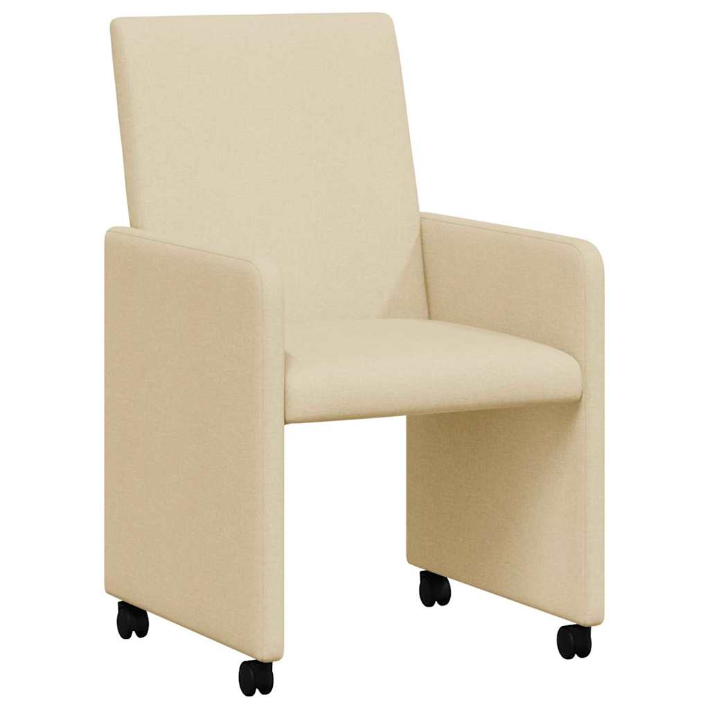Dining Chairs with Wheels 2 pcs Cream 57 x 66 x 94 cm Fabric