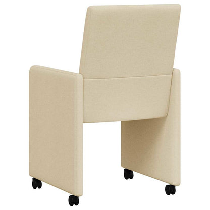 Dining Chairs with Wheels 2 pcs Cream 57 x 66 x 94 cm Fabric