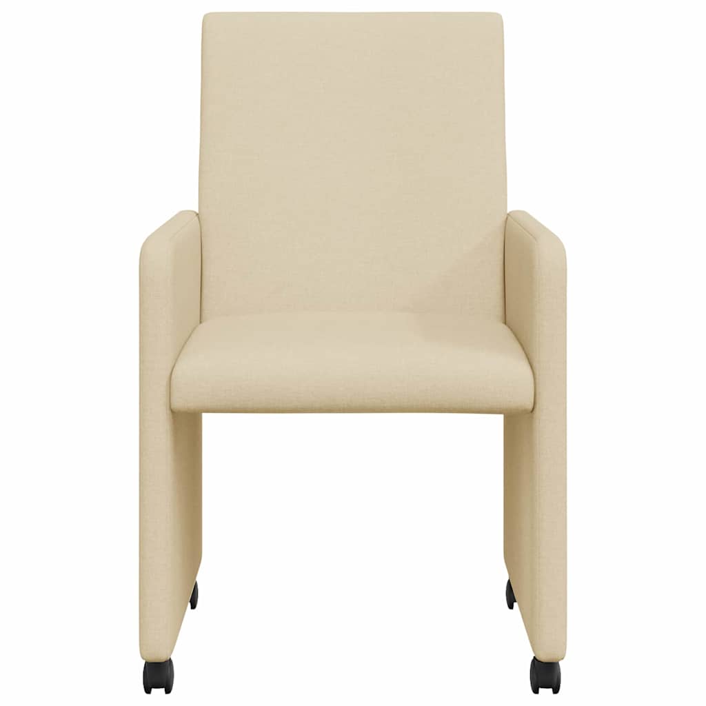 Dining Chairs with Wheels 2 pcs Cream 57 x 66 x 94 cm Fabric