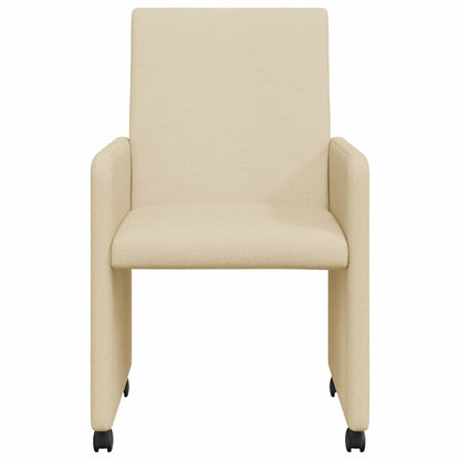 Dining Chairs with Wheels 2 pcs Cream 57 x 66 x 94 cm Fabric