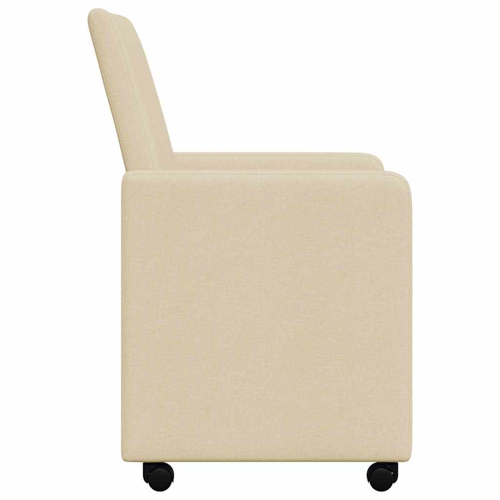 Dining Chairs with Wheels 2 pcs Cream 57 x 66 x 94 cm Fabric