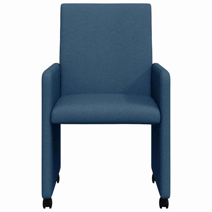 Dining Chairs with Wheel 2 pcs Blue 57 x 66 x 94 cm Fabric