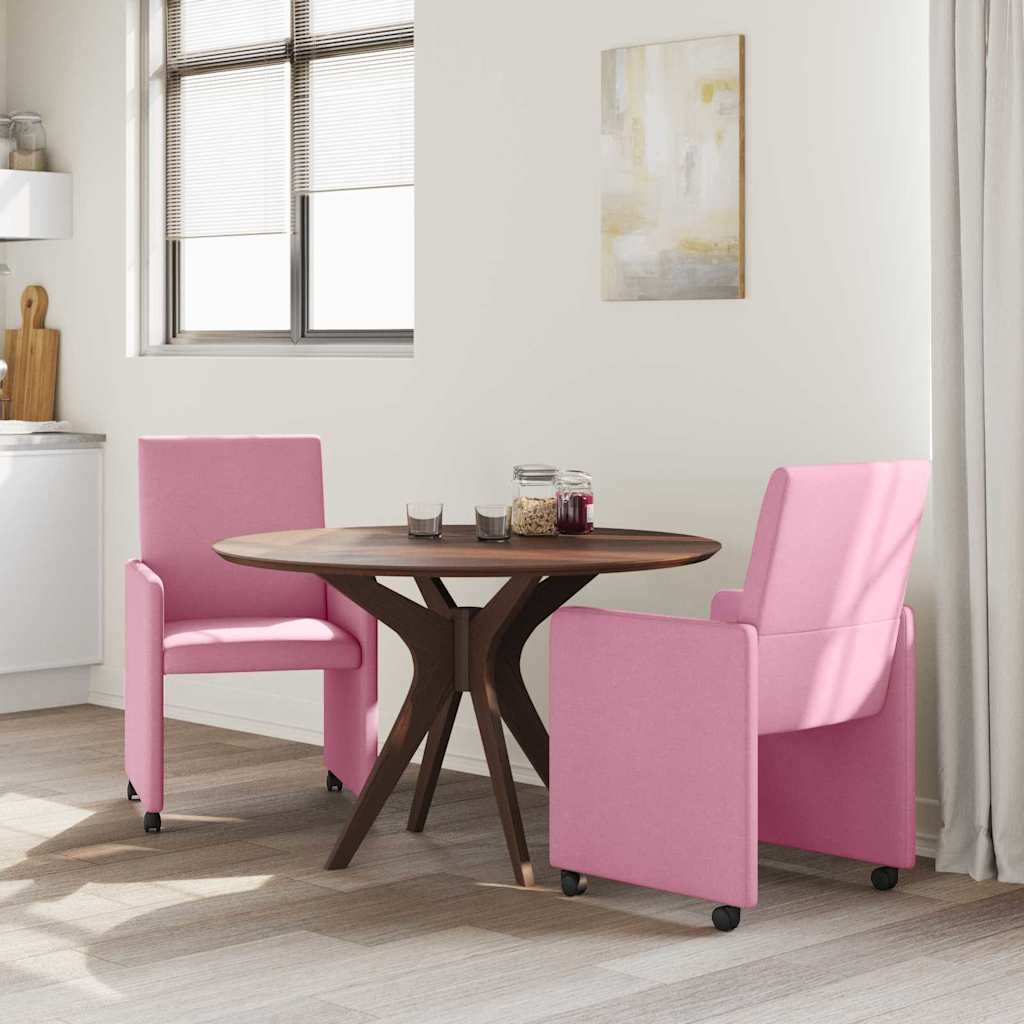 Dining Chairs with Wheels 2 pcs Pink 57 x 66 x 94 cm Fabric