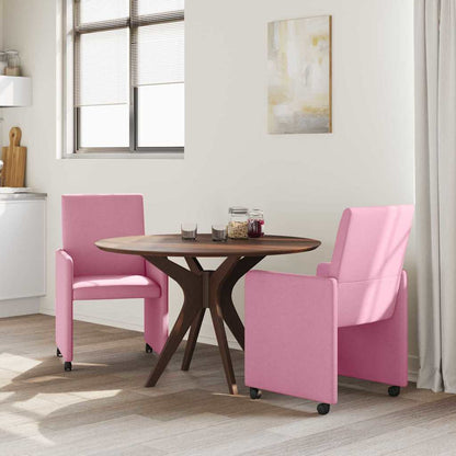 Dining Chairs with Wheels 2 pcs Pink 57 x 66 x 94 cm Fabric