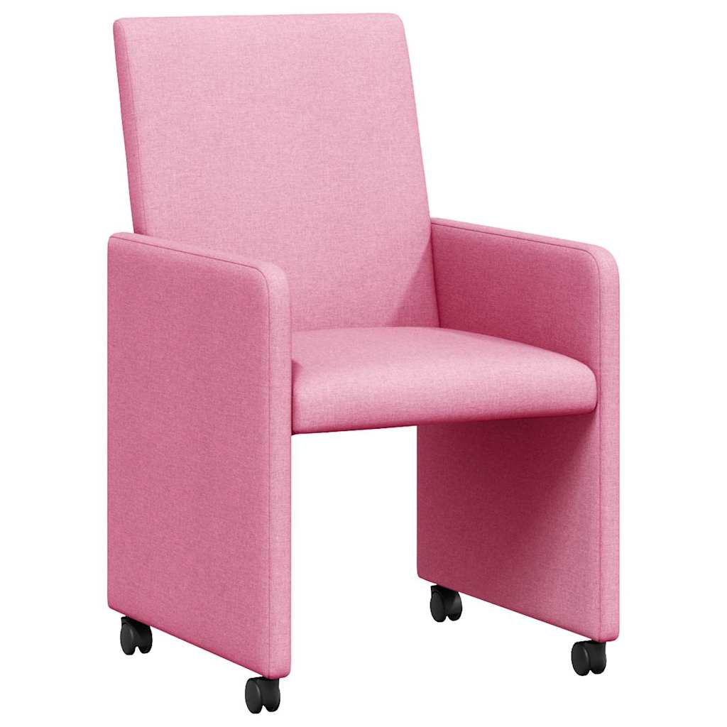 Dining Chairs with Wheels 2 pcs Pink 57 x 66 x 94 cm Fabric