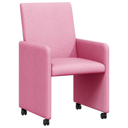 Dining Chairs with Wheels 2 pcs Pink 57 x 66 x 94 cm Fabric