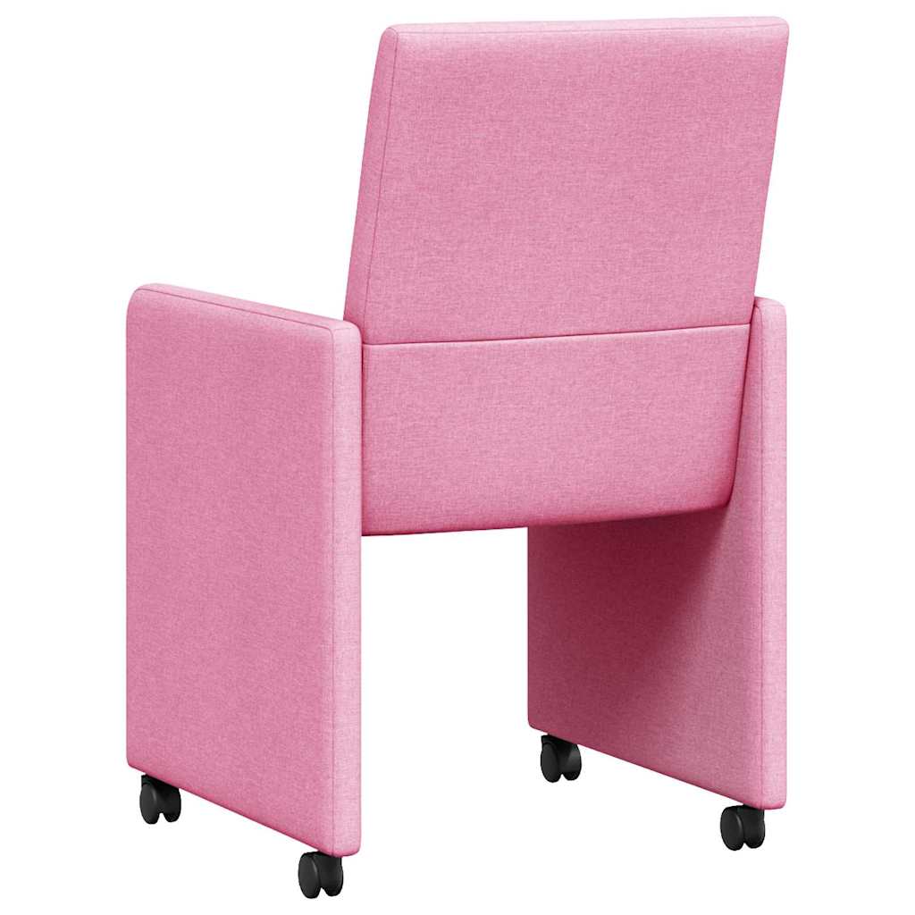 Dining Chairs with Wheels 2 pcs Pink 57 x 66 x 94 cm Fabric