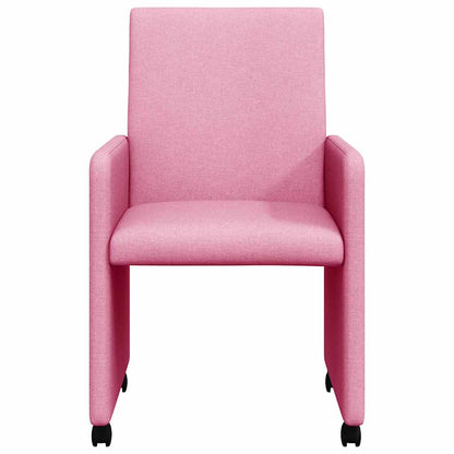 Dining Chairs with Wheels 2 pcs Pink 57 x 66 x 94 cm Fabric