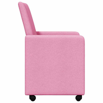 Dining Chairs with Wheels 2 pcs Pink 57 x 66 x 94 cm Fabric