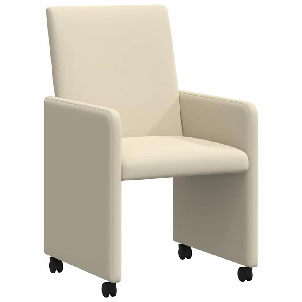 Dining Chairs with Wheels 2 pcs Cream 57 x 66 x 94 cm