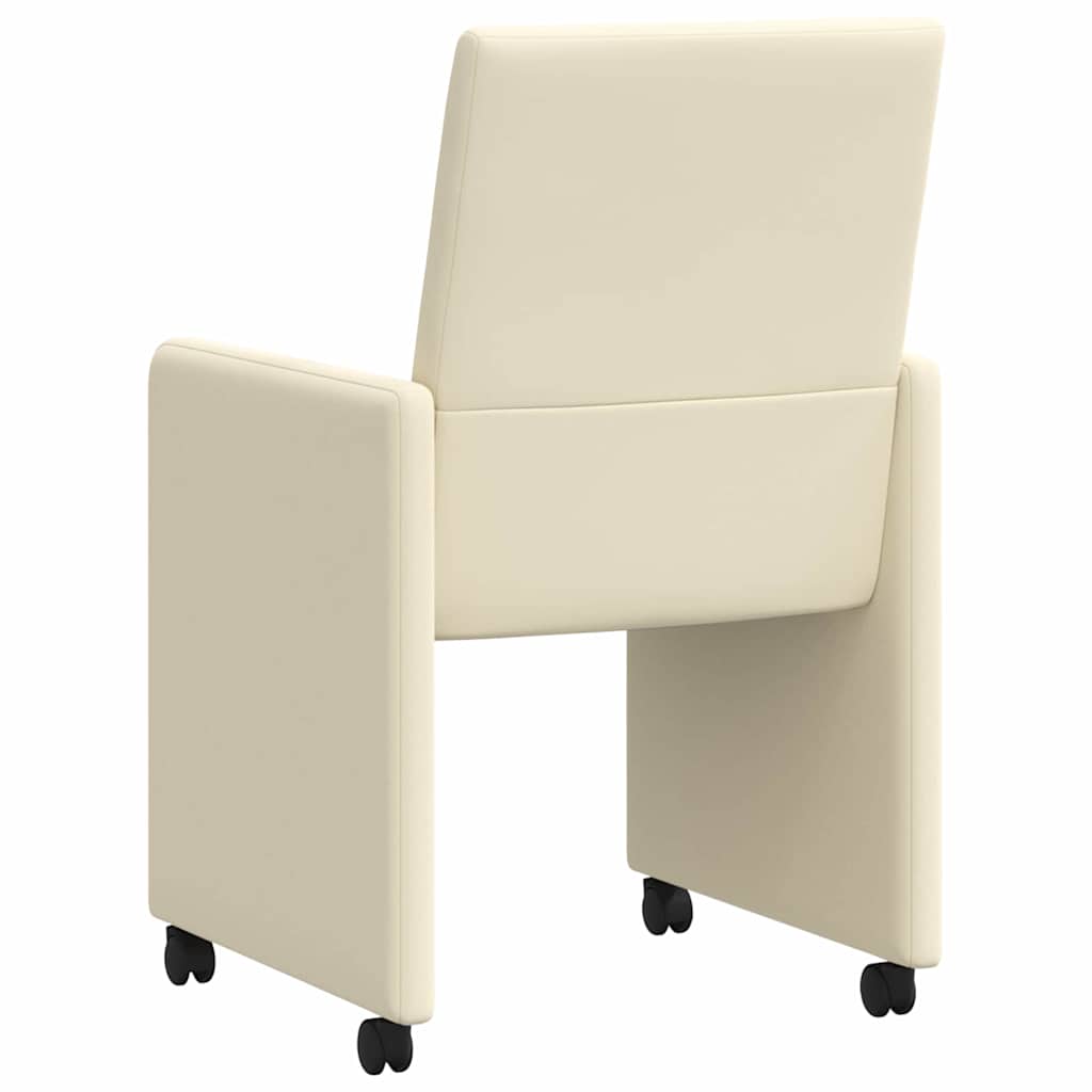 Dining Chairs with Wheels 2 pcs Cream 57 x 66 x 94 cm