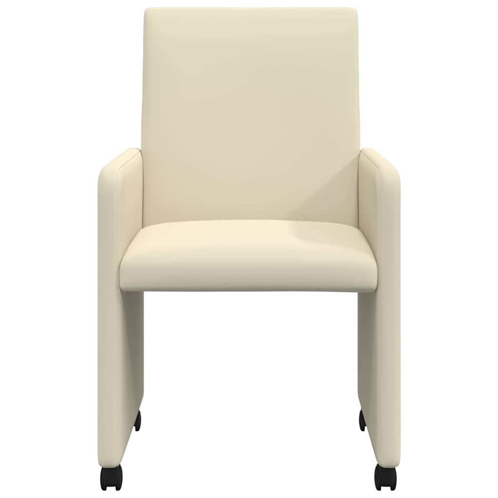 Dining Chairs with Wheels 2 pcs Cream 57 x 66 x 94 cm