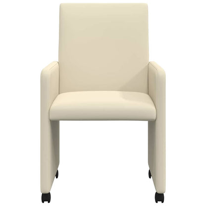 Dining Chairs with Wheels 2 pcs Cream 57 x 66 x 94 cm