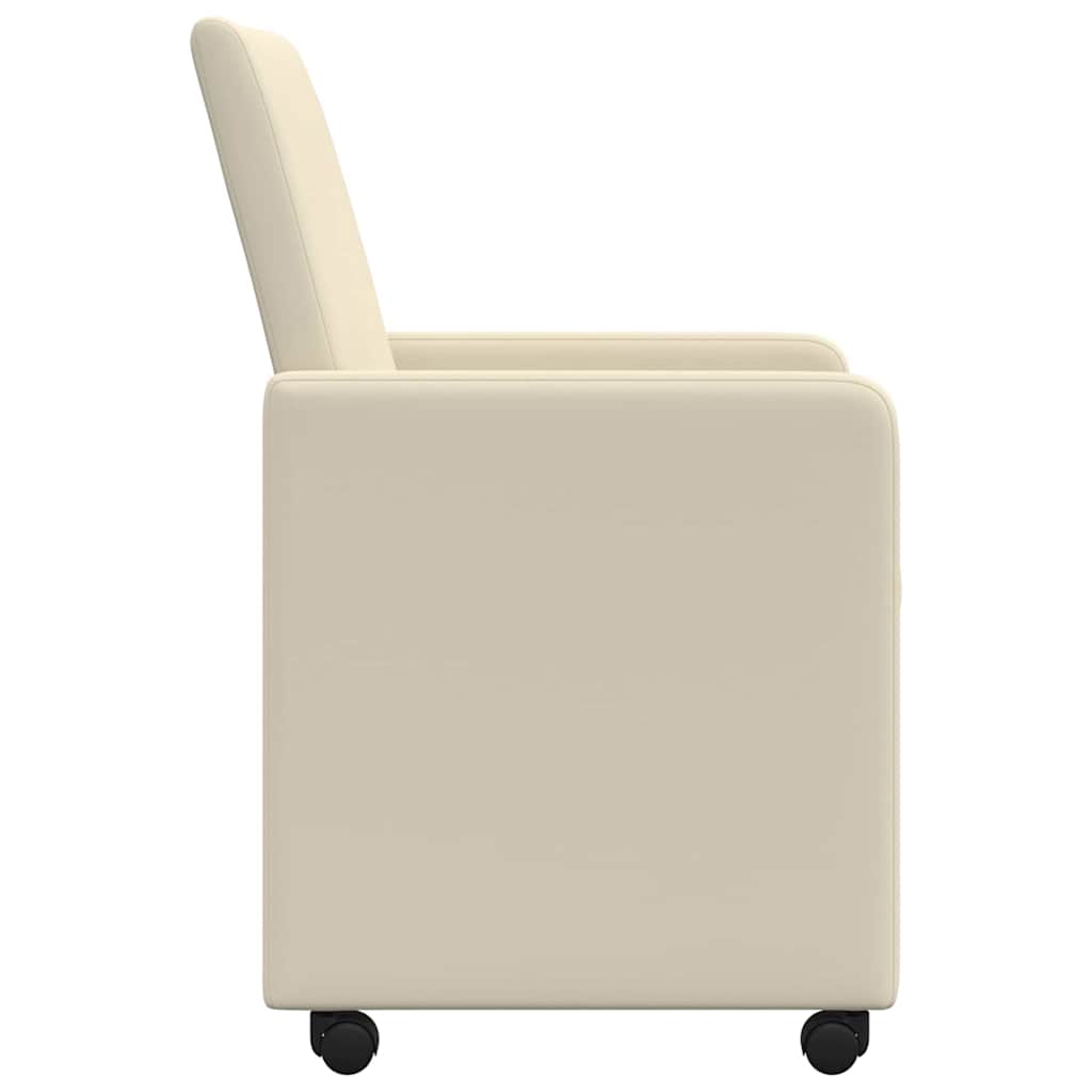 Dining Chairs with Wheels 2 pcs Cream 57 x 66 x 94 cm