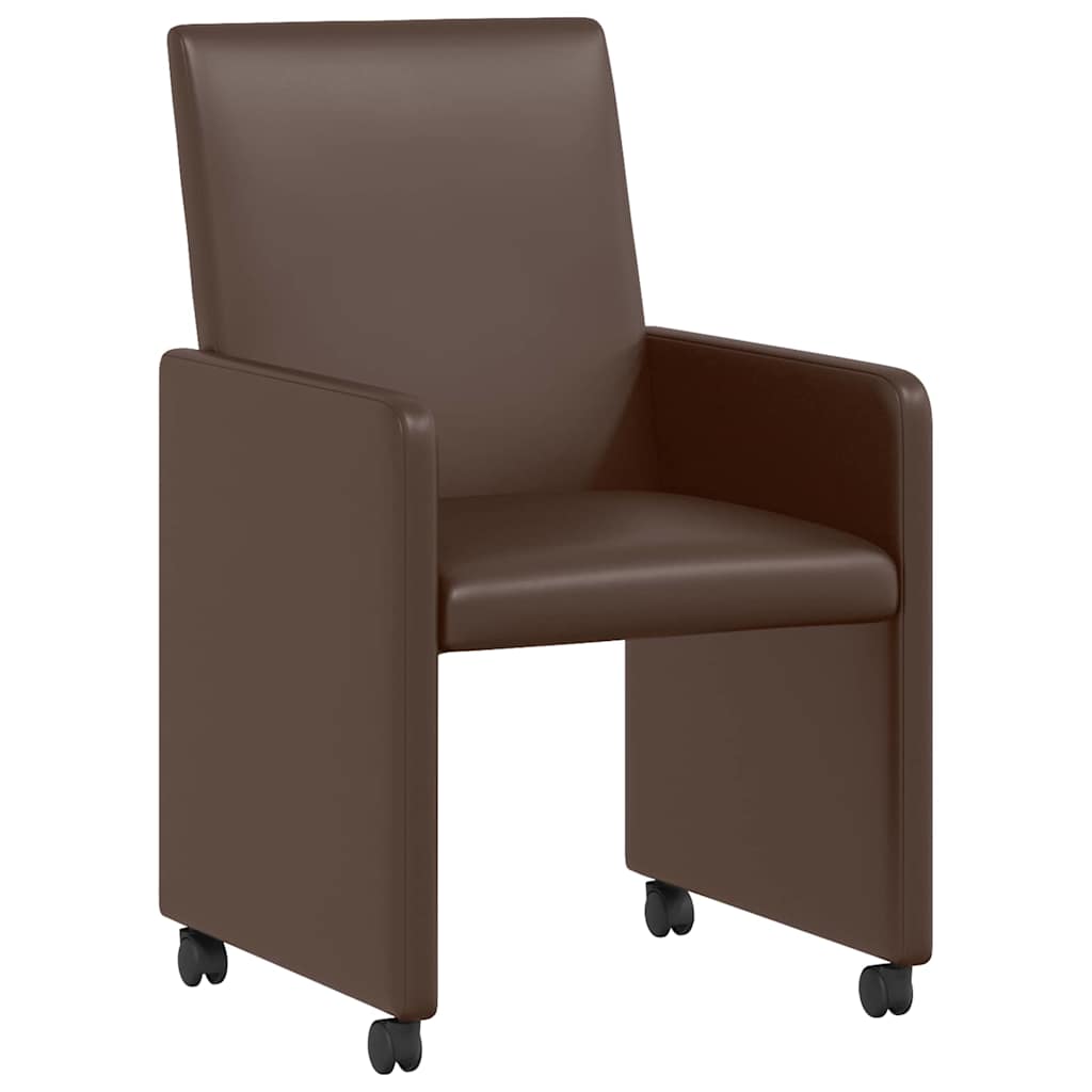 Dining Chairs with Wheels 2 pcs Brown 57 x 66 x 94 cm