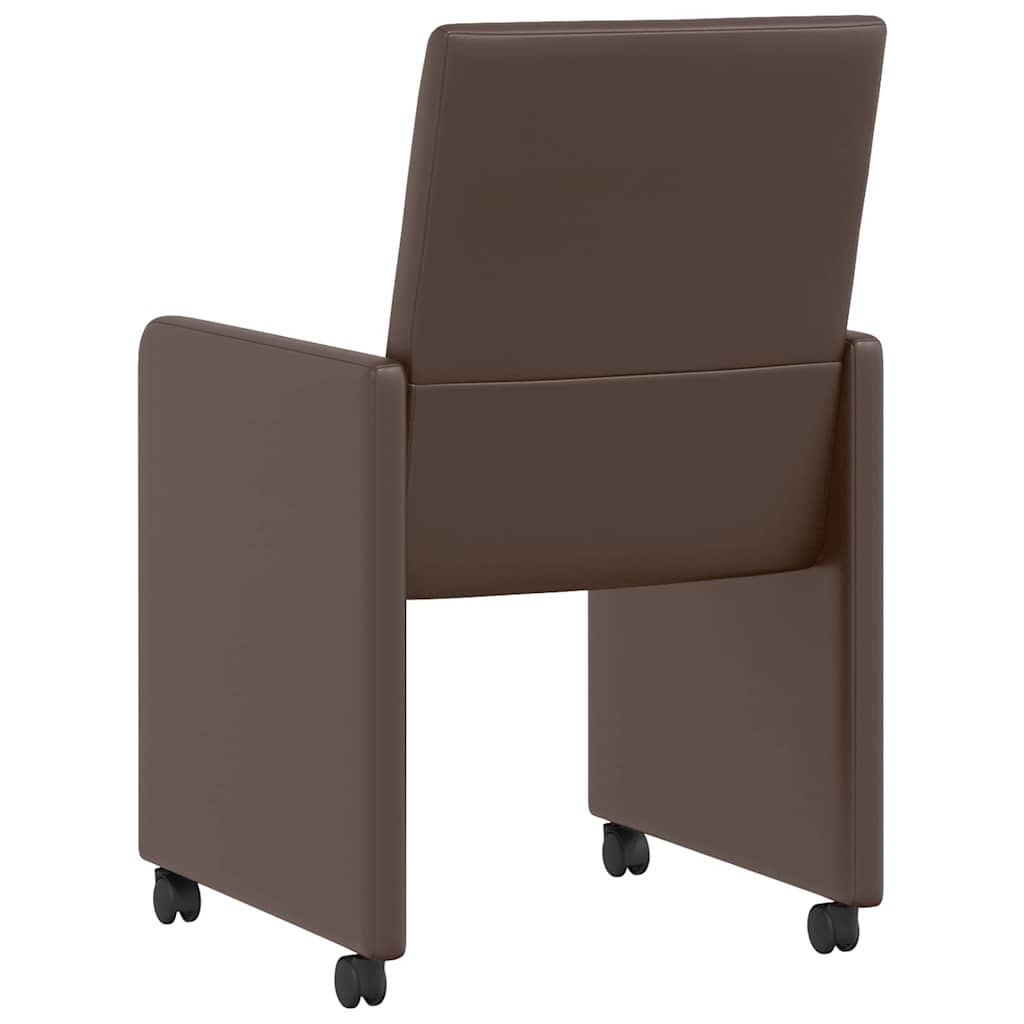 Dining Chairs with Wheels 2 pcs Brown 57 x 66 x 94 cm
