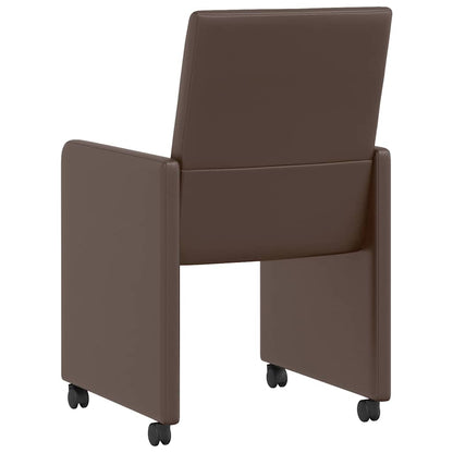 Dining Chairs with Wheels 2 pcs Brown 57 x 66 x 94 cm