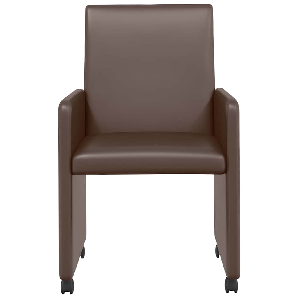 Dining Chairs with Wheels 2 pcs Brown 57 x 66 x 94 cm