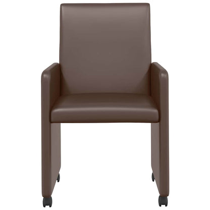 Dining Chairs with Wheels 2 pcs Brown 57 x 66 x 94 cm