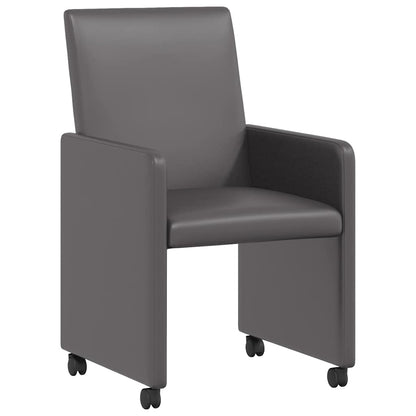Dining Chairs with Wheels 2 pcs Grey 57 x 66 x 94 cm
