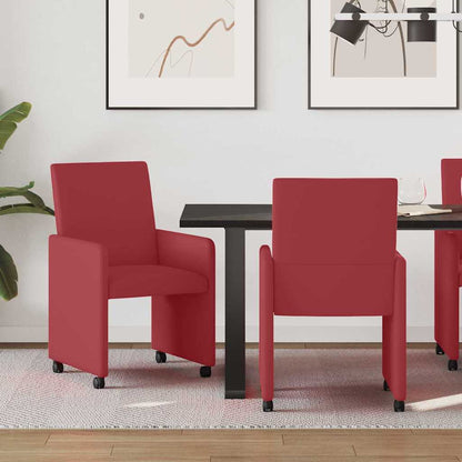 Dining Chairs with Wheels 2 pcs Wine red 57 x 66 x 94 cm