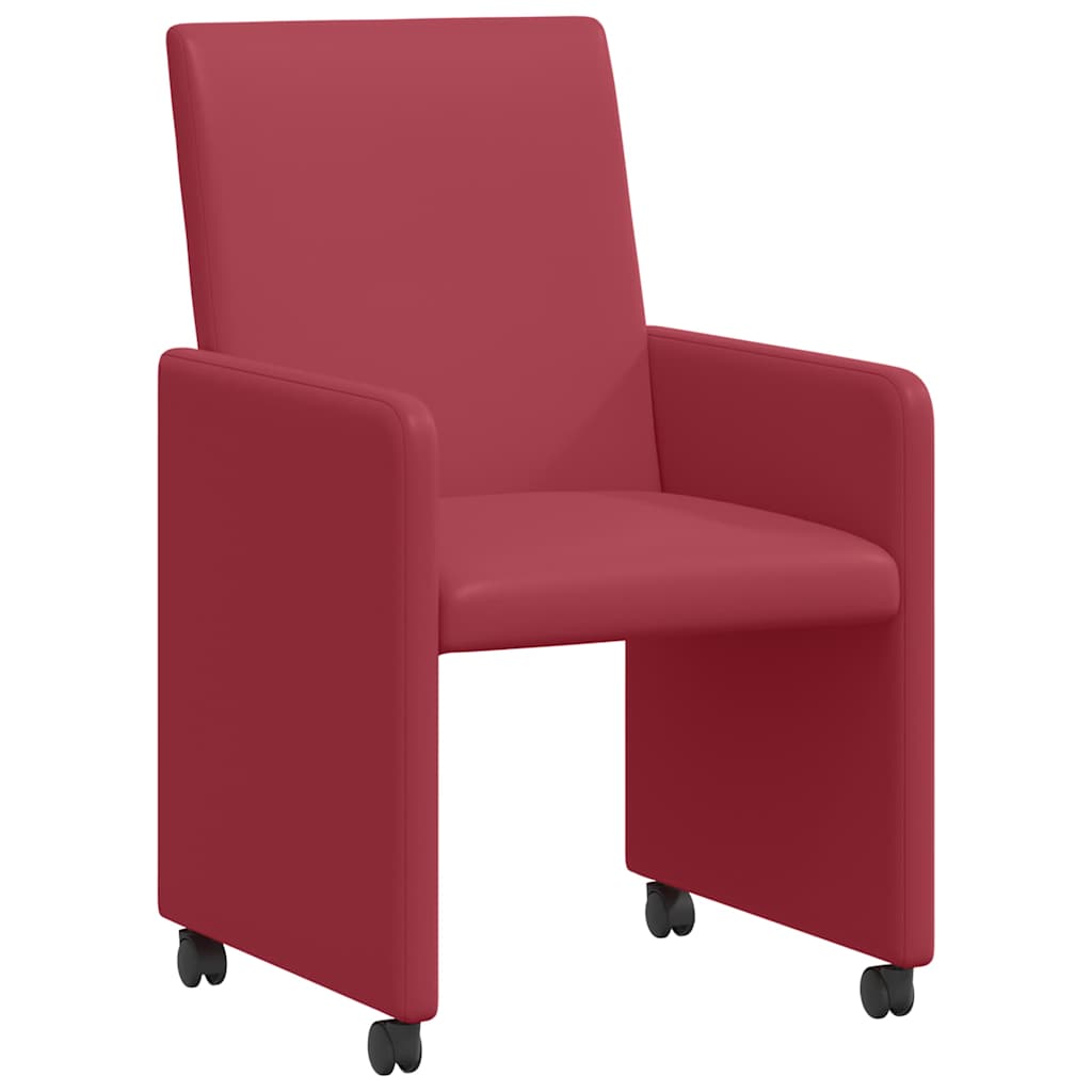 Dining Chairs with Wheels 2 pcs Wine red 57 x 66 x 94 cm