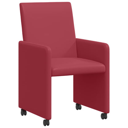 Dining Chairs with Wheels 2 pcs Wine red 57 x 66 x 94 cm