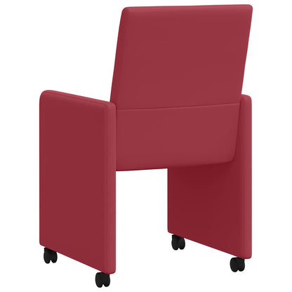 Dining Chairs with Wheels 2 pcs Wine red 57 x 66 x 94 cm