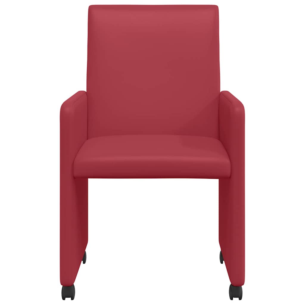 Dining Chairs with Wheels 2 pcs Wine red 57 x 66 x 94 cm