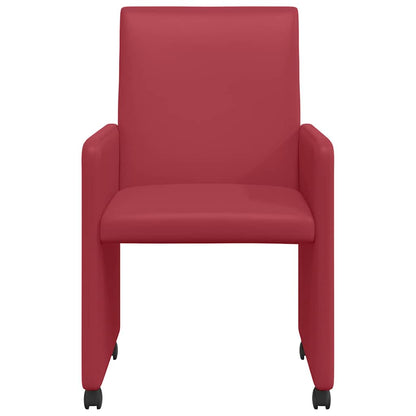 Dining Chairs with Wheels 2 pcs Wine red 57 x 66 x 94 cm