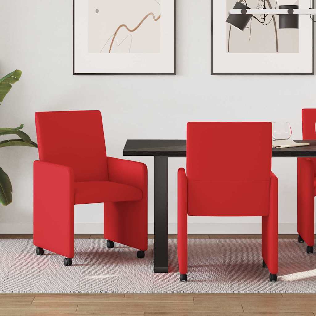 Dining Chairs with Wheels with Wheels 2 pcs Red 57 x 66 x 94 cm