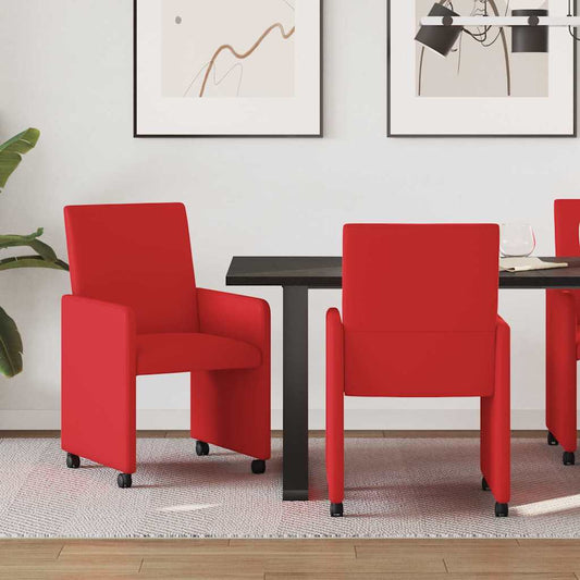 Dining Chairs with Wheels with Wheels 2 pcs Red 57 x 66 x 94 cm