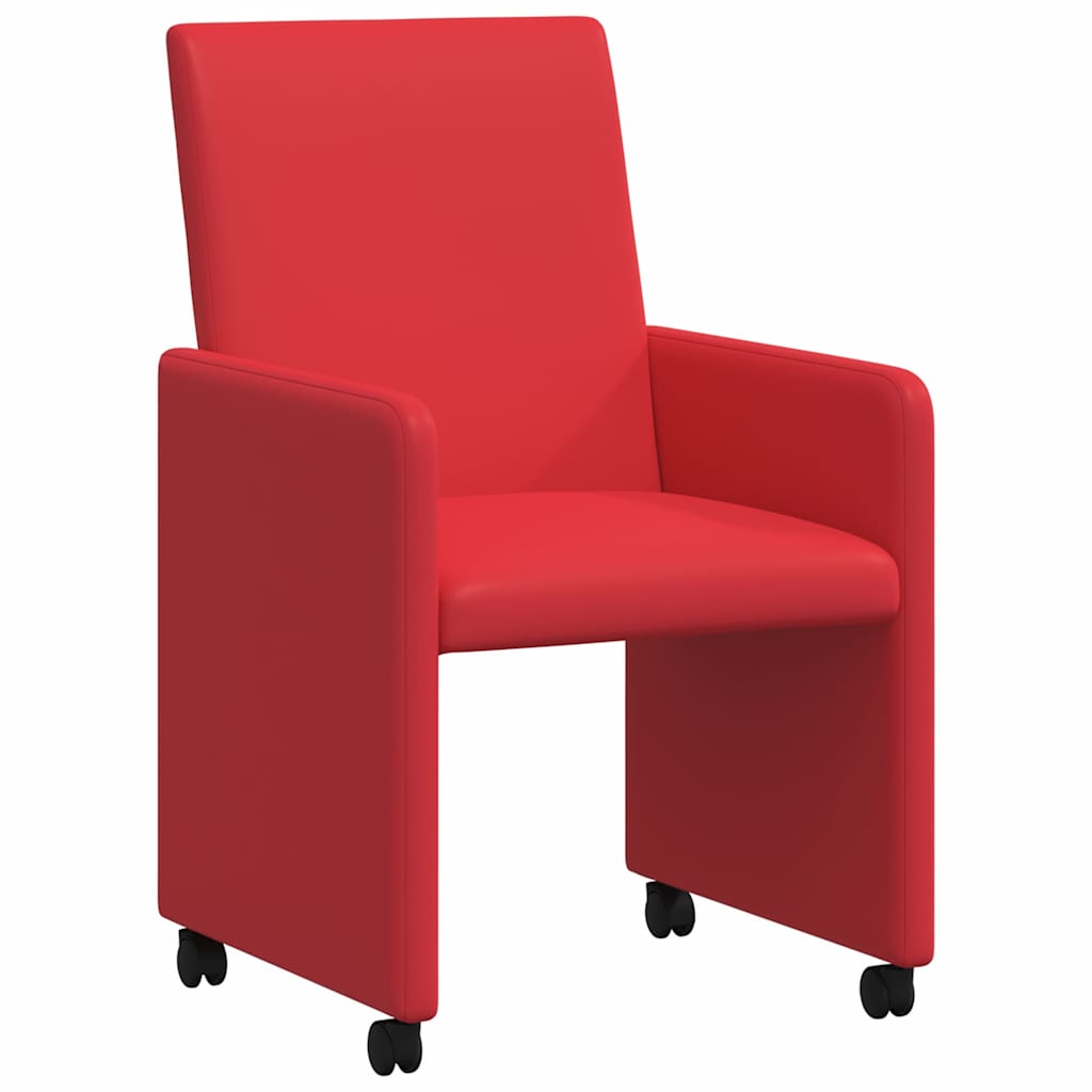 Dining Chairs with Wheels with Wheels 2 pcs Red 57 x 66 x 94 cm