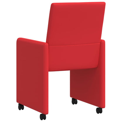 Dining Chairs with Wheels with Wheels 2 pcs Red 57 x 66 x 94 cm