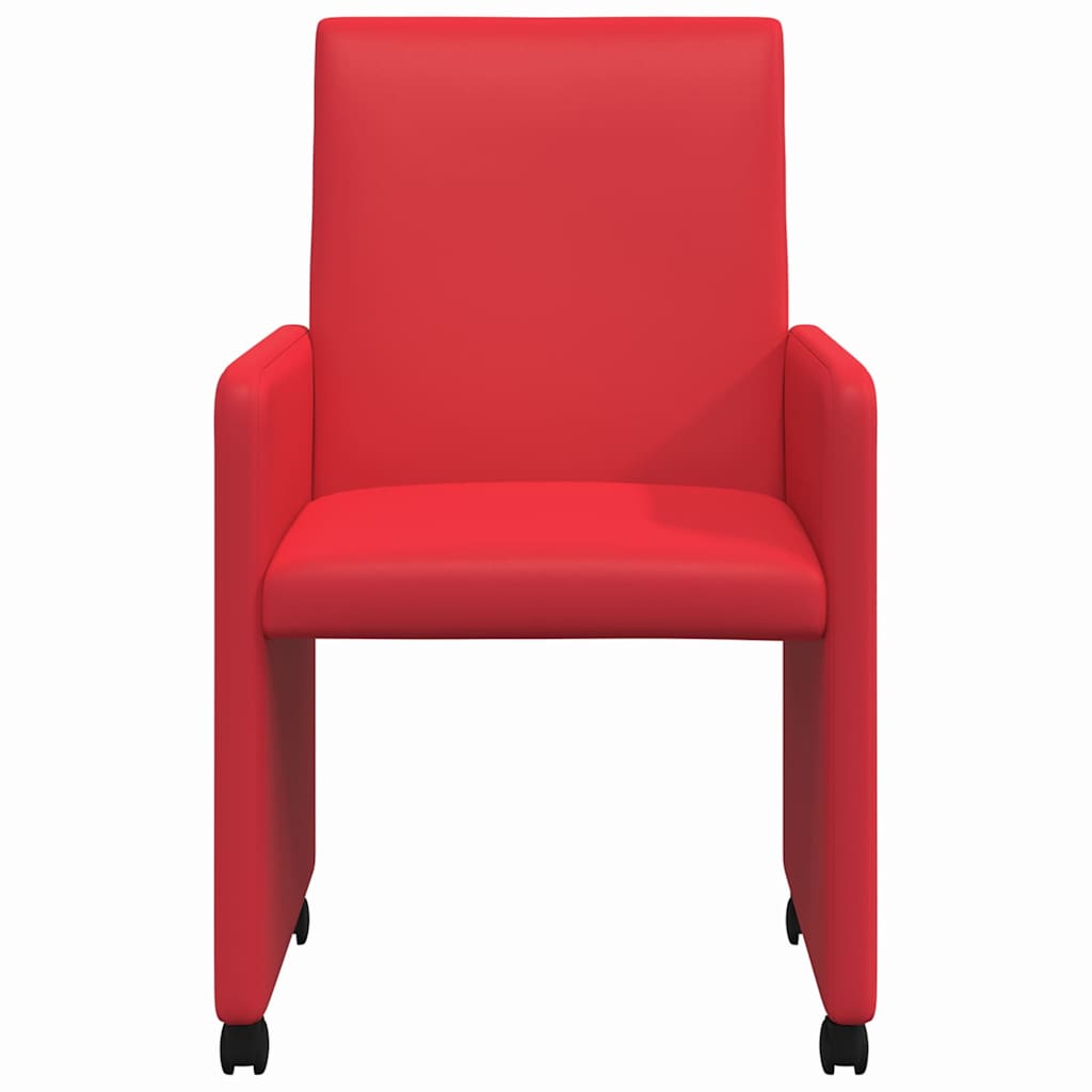 Dining Chairs with Wheels with Wheels 2 pcs Red 57 x 66 x 94 cm