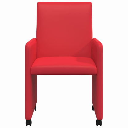 Dining Chairs with Wheels with Wheels 2 pcs Red 57 x 66 x 94 cm