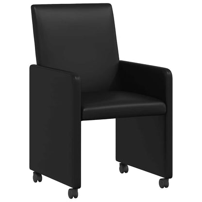 Dining Chairs with Wheels 2 pcs Black 57 x 66 x 94 cm
