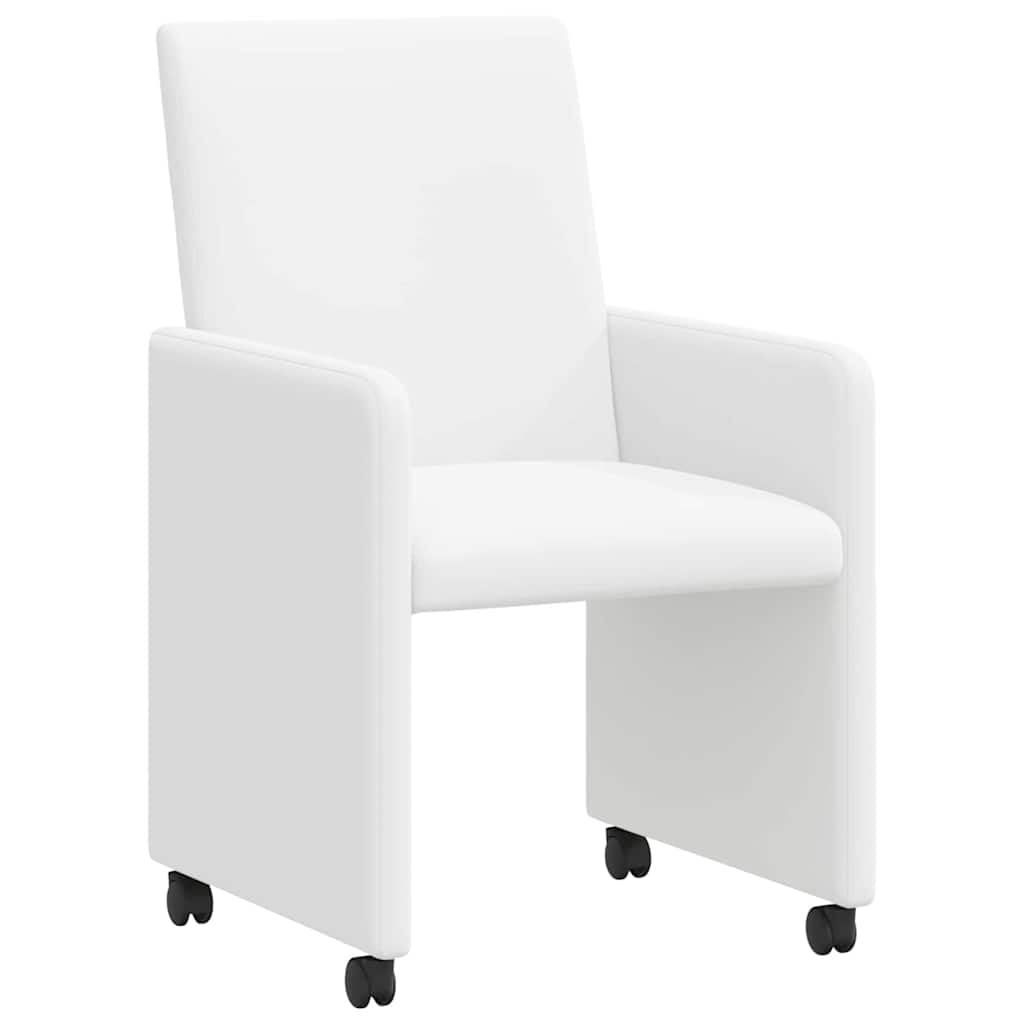 Dining Chairs with Wheels 2 pcs White 57 x 66 x 94 cm