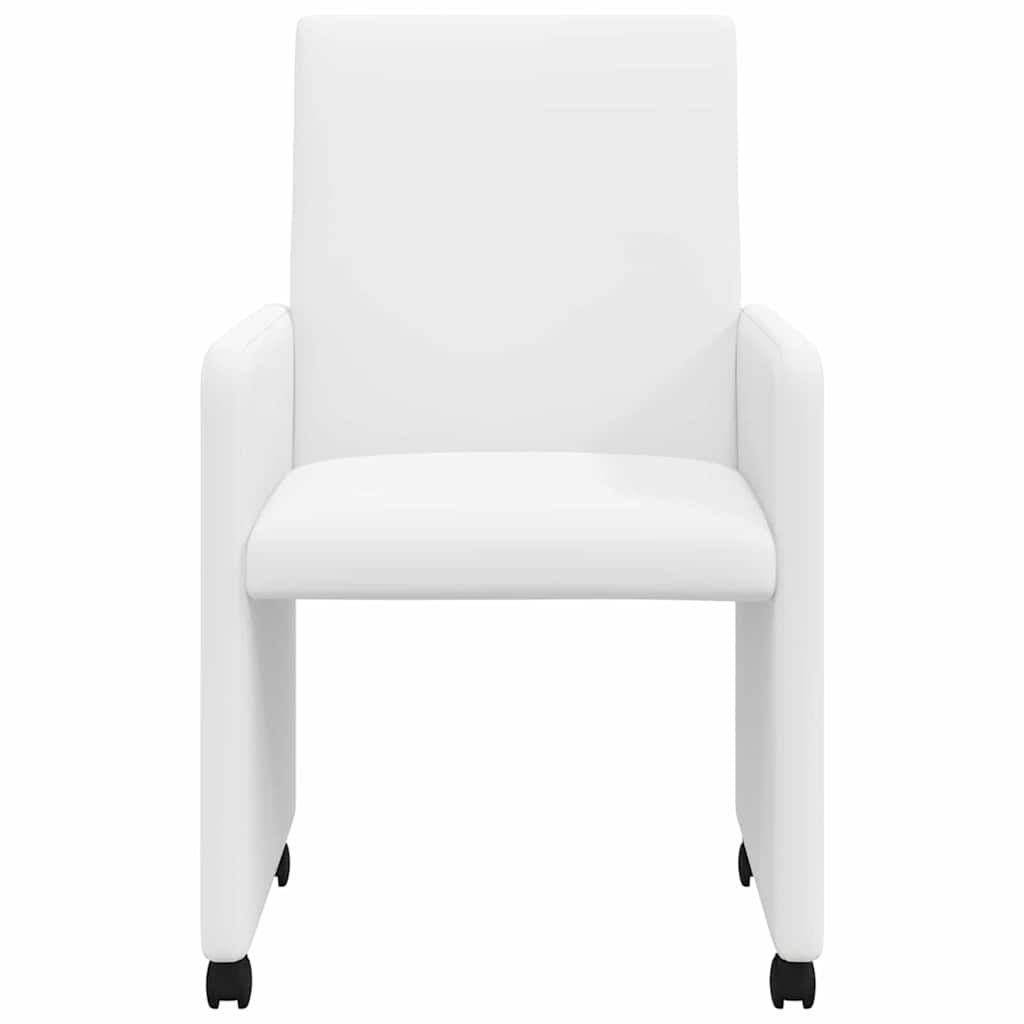 Dining Chairs with Wheels 2 pcs White 57 x 66 x 94 cm
