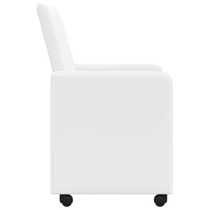 Dining Chairs with Wheels 2 pcs White 57 x 66 x 94 cm