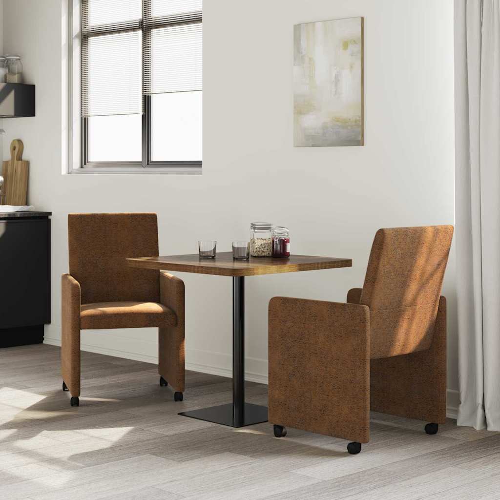 Dining Chairs with Wheels 2 pcs Brown 57 x 66 x 94 cm